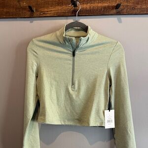 IVL Light Sage Half-Zip Cropped Long-Sleeve Top